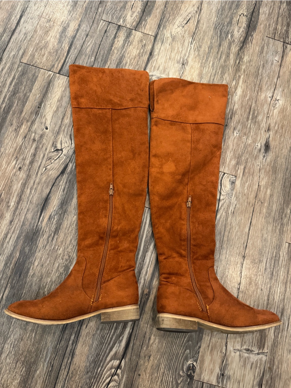 Over-the-Knee Suede Riding Boots in Rust - Picture 2 of 3